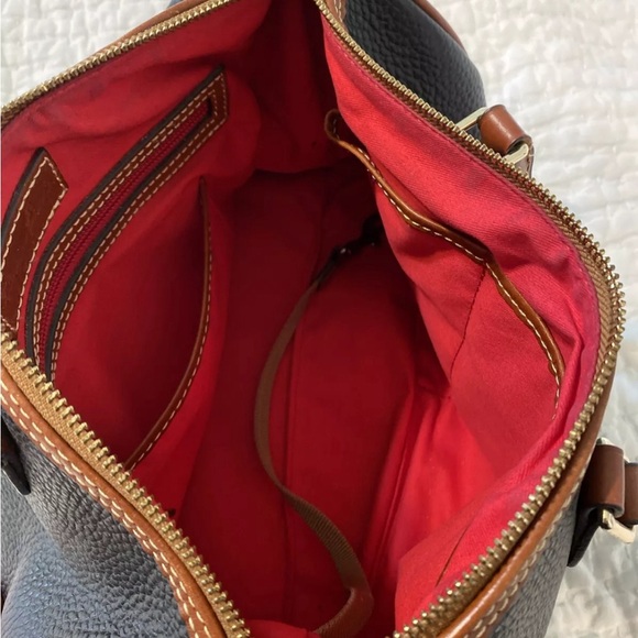 Dooney & Bourke Purse Black With Brown Pebbled Leather Shoulder Handbag - Picture 6 of 7